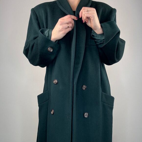 Vintage Worthington Longline Emerald Green Double Breasted Wool-Blend Trench - Picture 3 of 14
